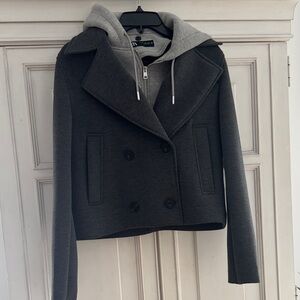 Zara Charcoal and Light Gray Hoodie Jacket